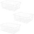 16" L x 12" W Wider Freezer Storage Organizer Baskets Container, Metal Wire Chest Upright Refrigerator Divider Bins with Built-in Handles for Cabinet, Pantry, Closet, Kitchen（3 Pack）