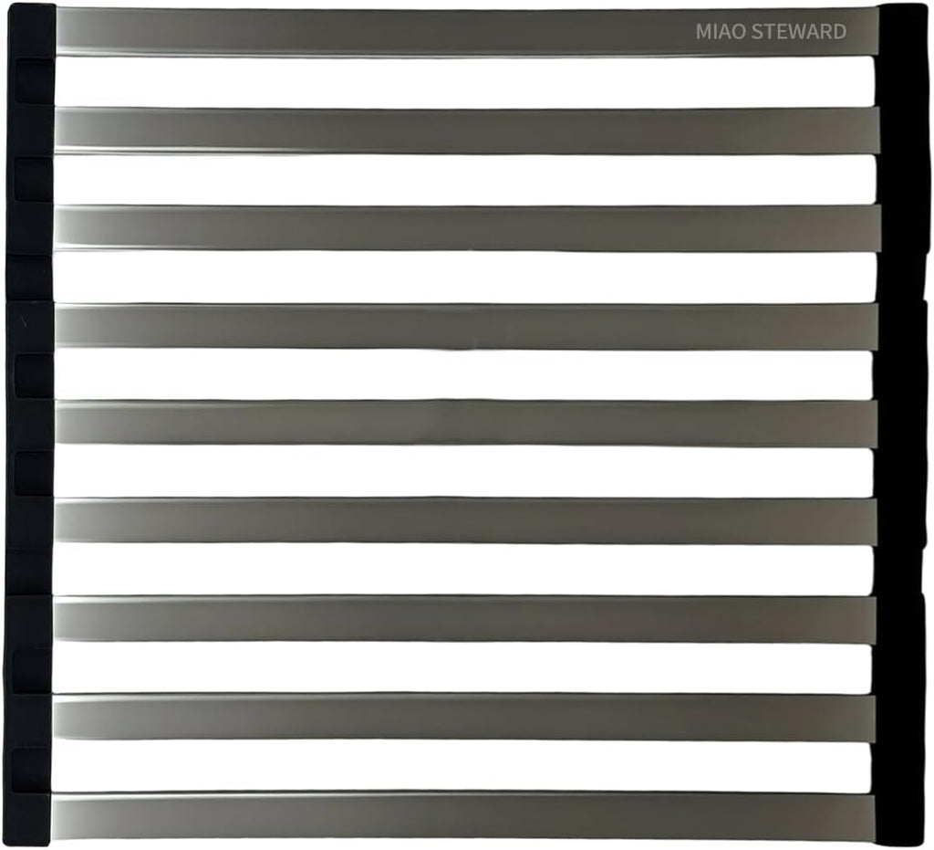 Foldable Dish Drying Rack, Over The Sink Dish Drying Rack ，Dish Drying mat，Dish Drying mats for Kitchen Counter，Stainless Steel Multifunctional mat(16.54×12.8in)