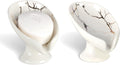 Soap Dish Set, Self Draining Bar Soap Holder for Bathroom Sink, Leaf Shaped Drainage Ceramic White Marble Porcelain Soap Dishes, Kitchen Decorative Soap Dish 2PACK, ANTIS'S HOME