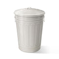 Plexon Round Trash Can 13 Gallon, Vintage Metal Outdoor Trash Can with Lid, Retro Farmhouse Garbage Container, Old School Modern Ash Bucket, Beige