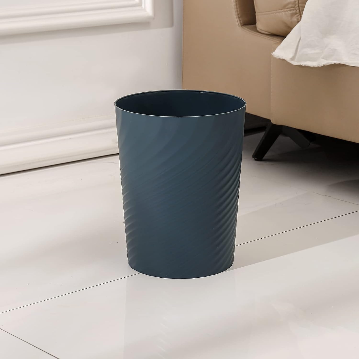 UUJOLY Plastic Small Trash Can Wastebasket, Garbage Container Basket for Bathrooms, Laundry Room, Kitchens, Offices, Kids Rooms, Dorms, 1.8 Gallon, Bluish Green, 3 Pack