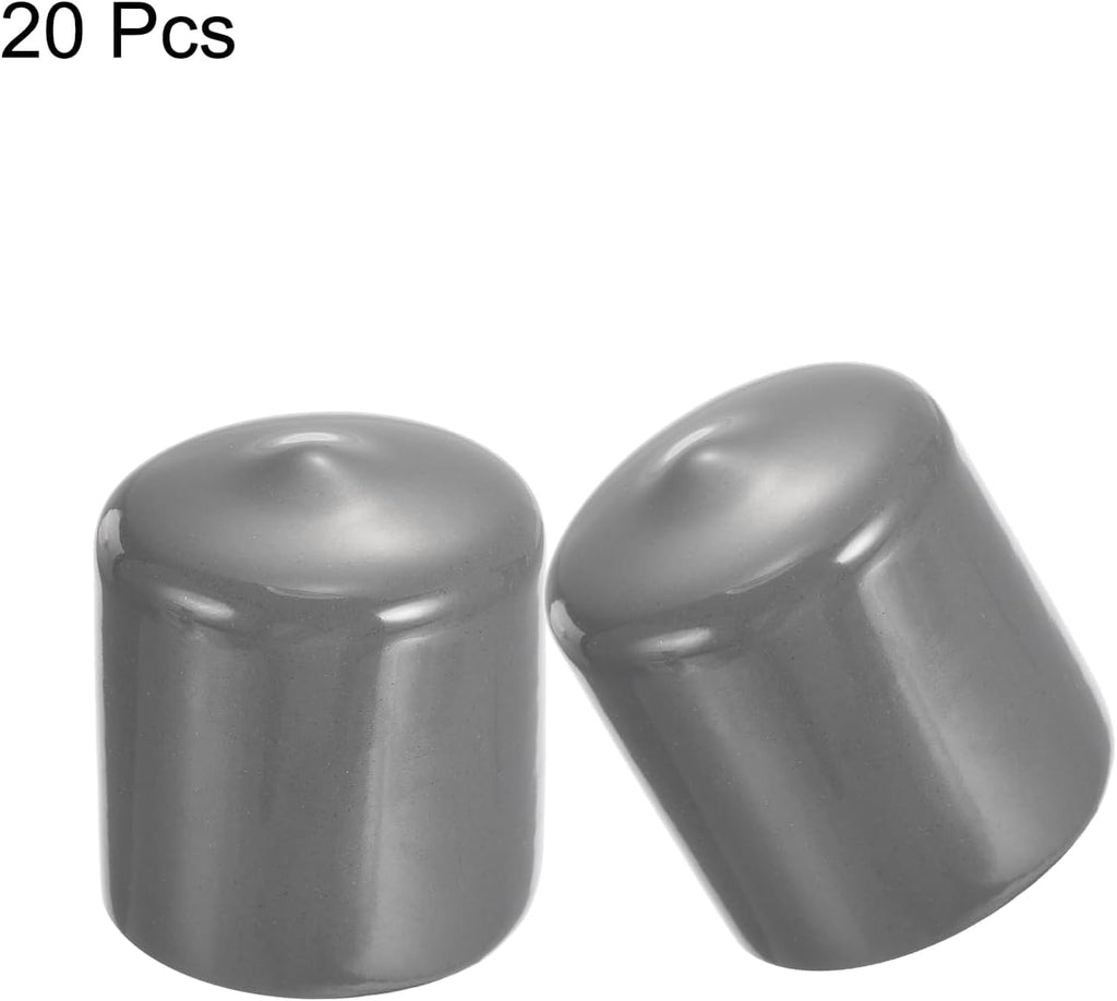 uxcell 20pcs Rubber End Caps 31mm ID Vinyl Cap Cover Screw Protectors Dark Grey