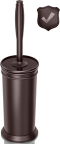 UPTRONIC Toilet Brush, Aluminum Alloy Toilet Brush and Holder Set with Extra Long Handle Durable Bristles Toilet Bowl Brush and Covered Holder for Toilet Scrubber for Bathroom Cleaning(Brown)