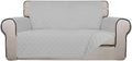 PureFit Reversible Quilted Sofa Cover, Water Resistant Furniture Protector, Washable Couch Cover with Non Slip and Elastic Straps for Kids, Dogs, Pets (Oversized Loveseat, Light Gray/Light Gray)