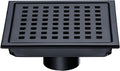 RANDOM Matte Black Square Shower Drain 6 Inch Drain Cover 304 Stainless Steel Floor Drain Grate with Removable Hair Strainer,6" Black Shower Drain
