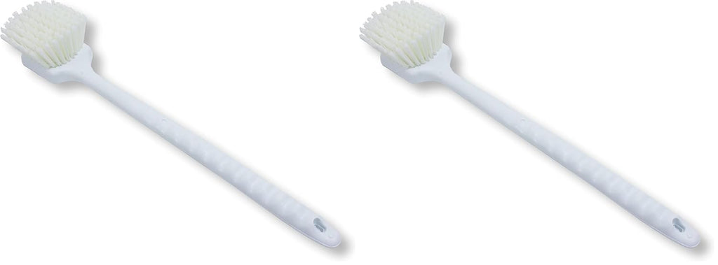 SPARTA Plastic Large Scrub Brush, Kitchen and Utility Brush with Long Handle for Cleaning, 20 Inches, White (Pack of 2)