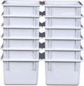 Wood Designs Cubby Storage Bin, Heavy Duty Plastic Containers for Kids White Cubby Tray Set of 12