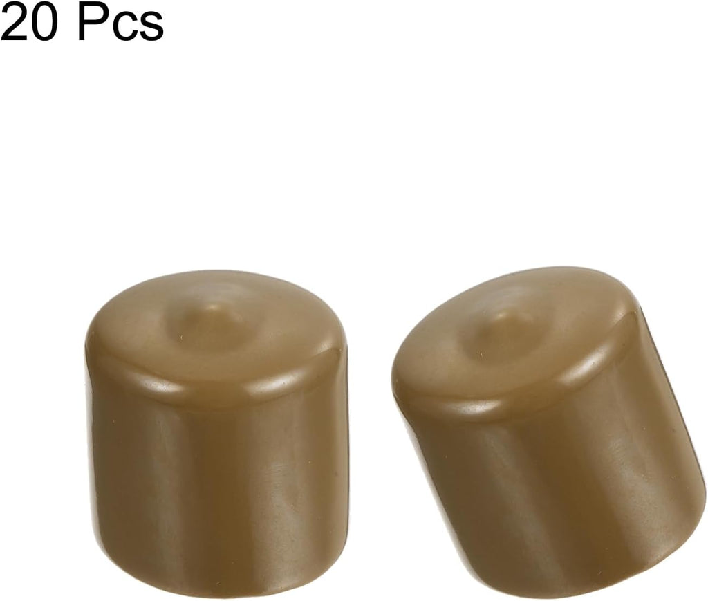 uxcell 20pcs Rubber End Caps 26mm(1 Inch) ID Vinyl PVC Round Tube Bolt Cap Cover Screw Thread Protectors Light Brown