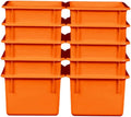Wood Designs Cubby Storage Bin, Heavy Duty Plastic Containers for Kids Orange Cubby Tray Set of 10