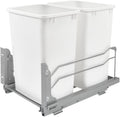 Rev-A-Shelf Double Trash Can Under Kitchen Cabinets Pullout, 35 Quart 8.75 Gallon with Soft-Close Slides, White, 53WC-1835SCDM-211