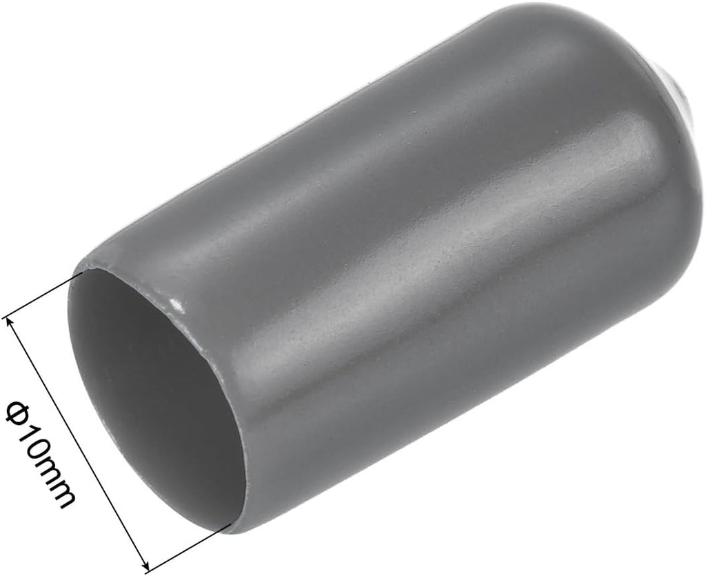 uxcell 20pcs Rubber End Caps 10mm(3/8") ID Vinyl PVC Round Tube Bolt Cap Cover Screw Thread Protectors Dark Grey