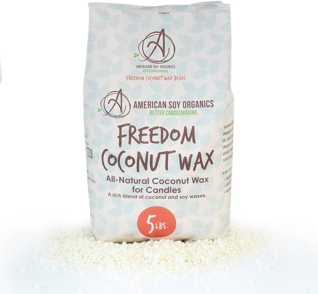 American Soy Organics Freedom Coconut Soy Wax Beads for Candle Making - Natural Candle Making Supplies - Paraffin-Free,Beeswax-Free Coconut Candle Wax for Container Candles,Tealights, Wax Melts 5 lbs