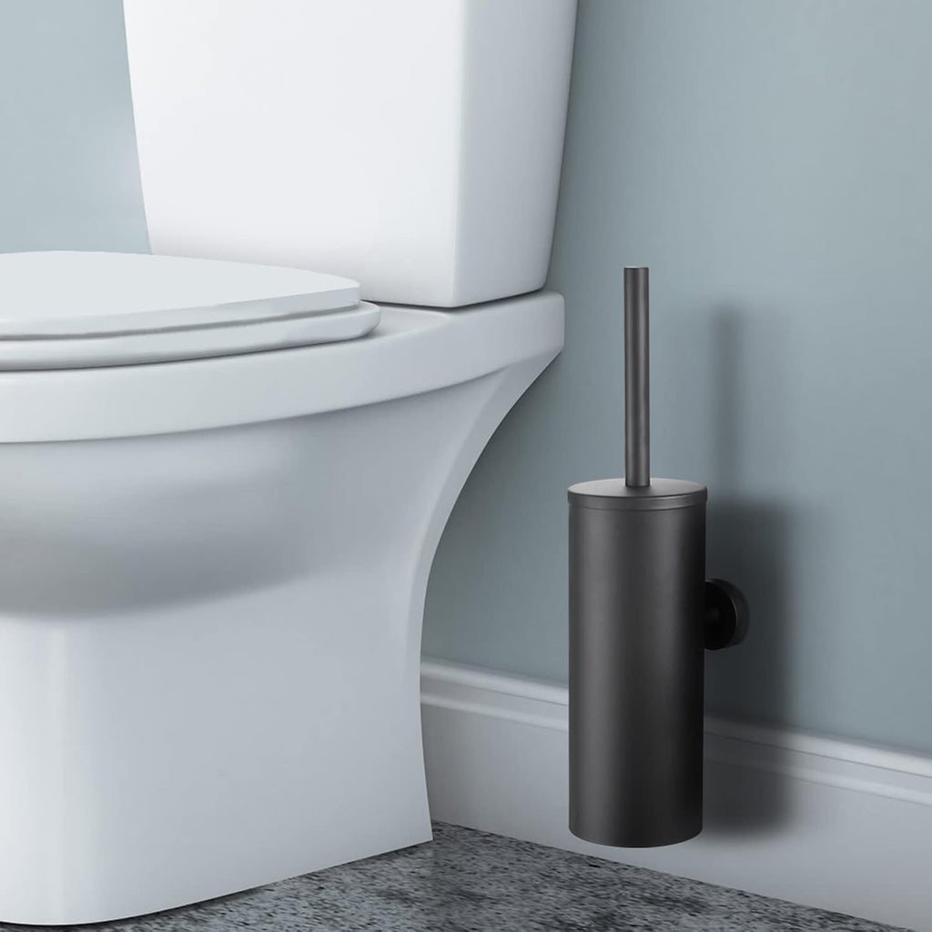 Toilet Brush and Holder Matte Black Toilet Bowl Brush Wall Mounted Toilet Brush with Lid