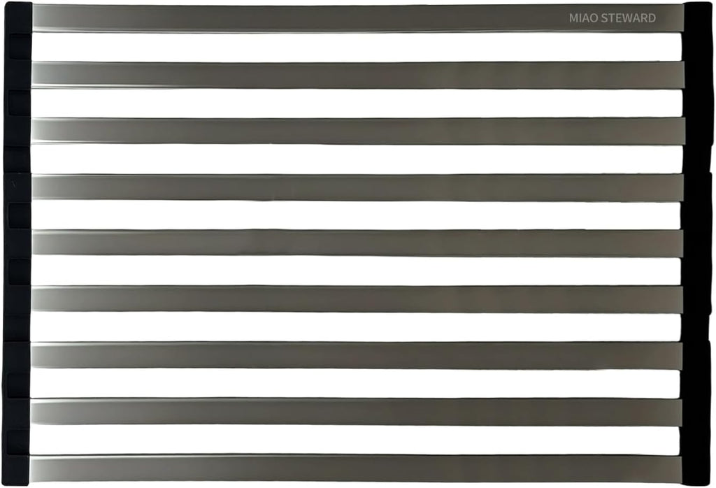 Foldable Dish Drying Rack, Over The Sink Dish Drying Rack ，Dish Drying mat，Dish Drying mats for Kitchen Counter，Stainless Steel Multifunctional mat (23.62×12.8in)