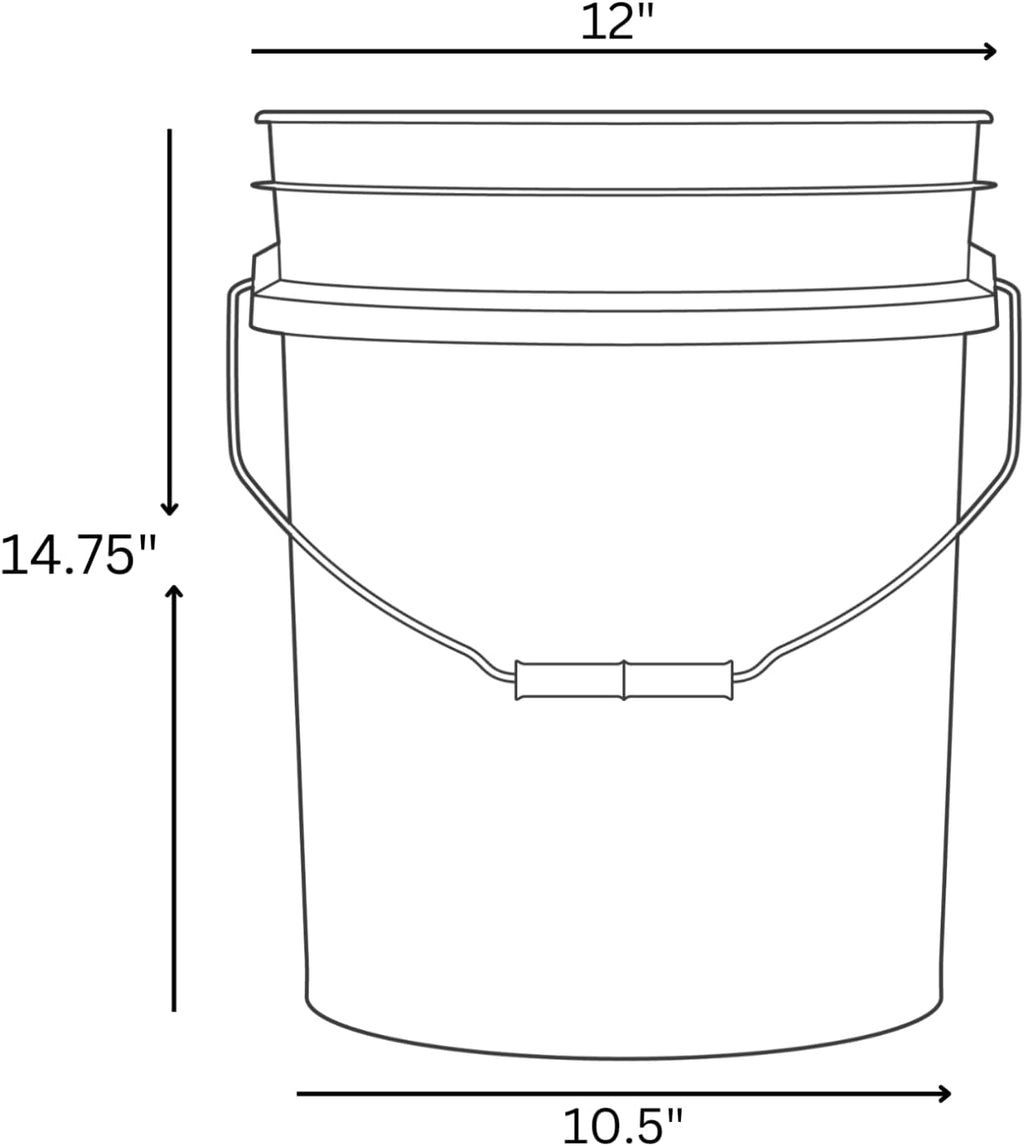 House Naturals 5 Gallon Premium HPDE Plastic Bucket - Made in USA Food Grade Storage Container, BPA Free All Purpose Pail (5, Gray)