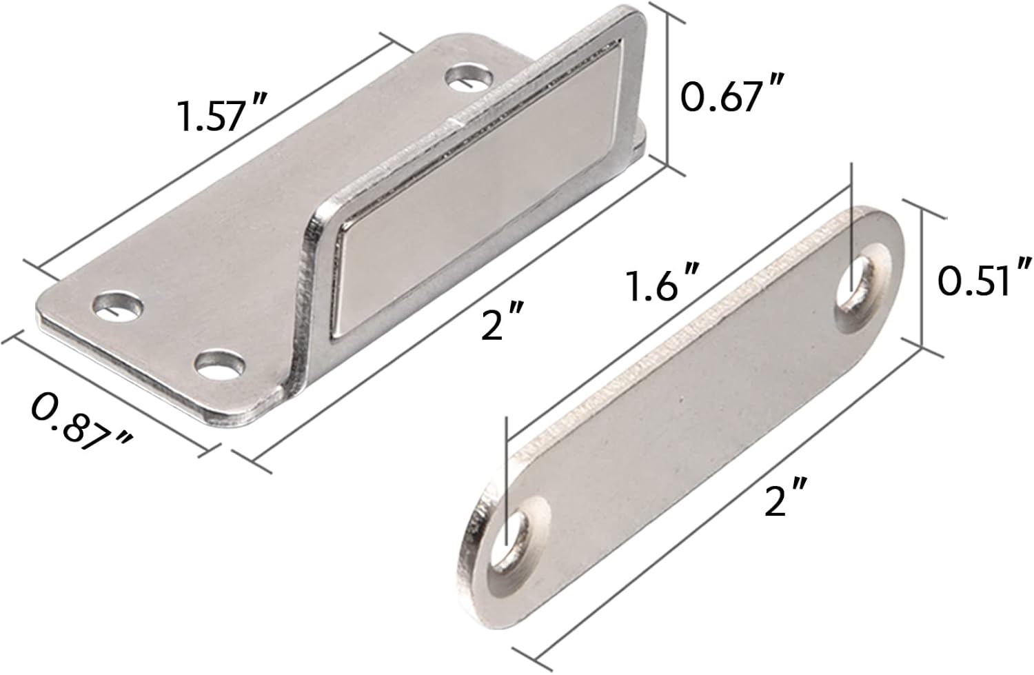Mousike Double Magnetic Door Catch，60lb Stainless Steel Cabinet Door Magnets with Strong Magnetic for Kitchen Cupboard Wardrobe Closet Cabinet Door Drawer Latch (20Pack)