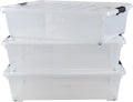 Kiddream 3-Pack 50 Quart Plastic Underbed Storage Bins with Lids/Wheels, Large Clear Storage Box