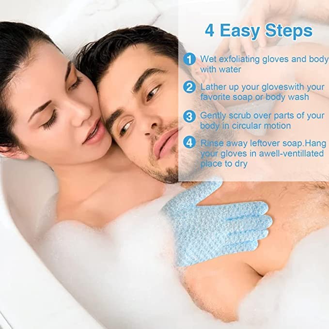 Yiclick Heavy Exfoliating Gloves, Exfoliating Body Scrubber for Bath Shower Exfoliation, Body Scrub Exfoliator for Dead Skin Remover, Exfoliate Sponge Loofah Washcloth Mitt Men Women (4Pink)