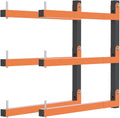 2 Pack Lumber Storage Rack, Wall Mount Wood Storage Racks, Heavy Duty 3-Level System Lumber Metal Racks, 360 LBS Sturdy Garage Wood Organizer, Indoor and Outdoor