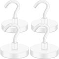 MIKEDE Magnetic Hooks Heavy Duty, 150LB Super Strong Magnetic Hooks for Cruise, Neodymium Earth Magnets with Hook for Hanging, Magnetic Metal Hanger for Fridge, Toolbox, Storage, (White, 4 Pack)