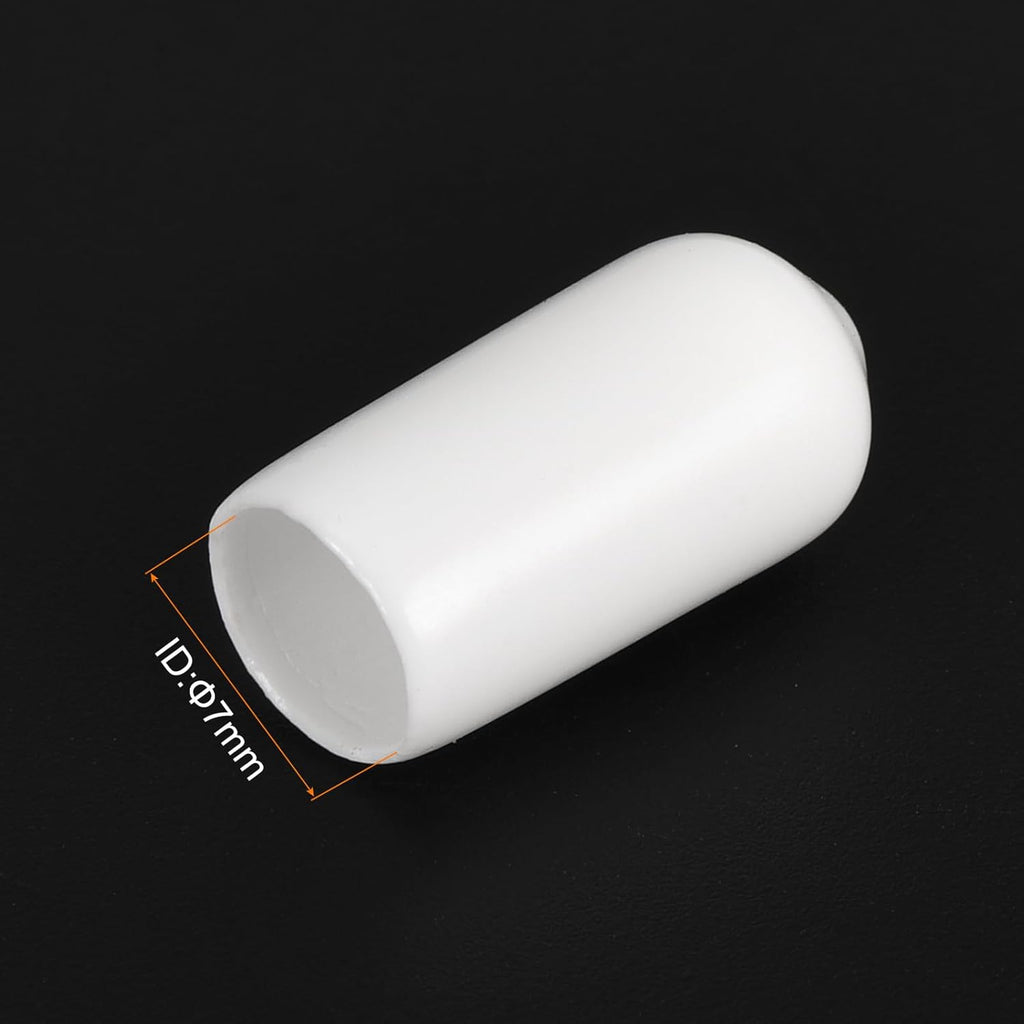 uxcell 20pcs Rubber End Caps 7mm ID Vinyl Round End Cap Cover Screw Thread Protectors White