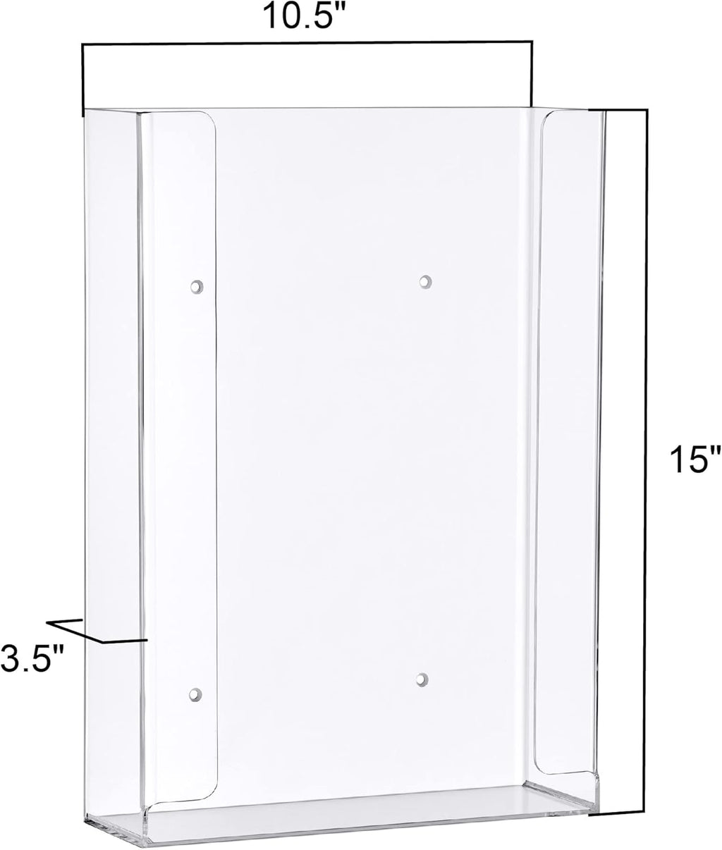 Amazing Abby Acrylic Glove Box Holder, Wall-Mounted Glove Dispenser, Floating Glove Box Organizer, Large Size (for 3 Boxes), 10.5" W x 15.0" H x 3.5" D (Mounting Hardware Included)