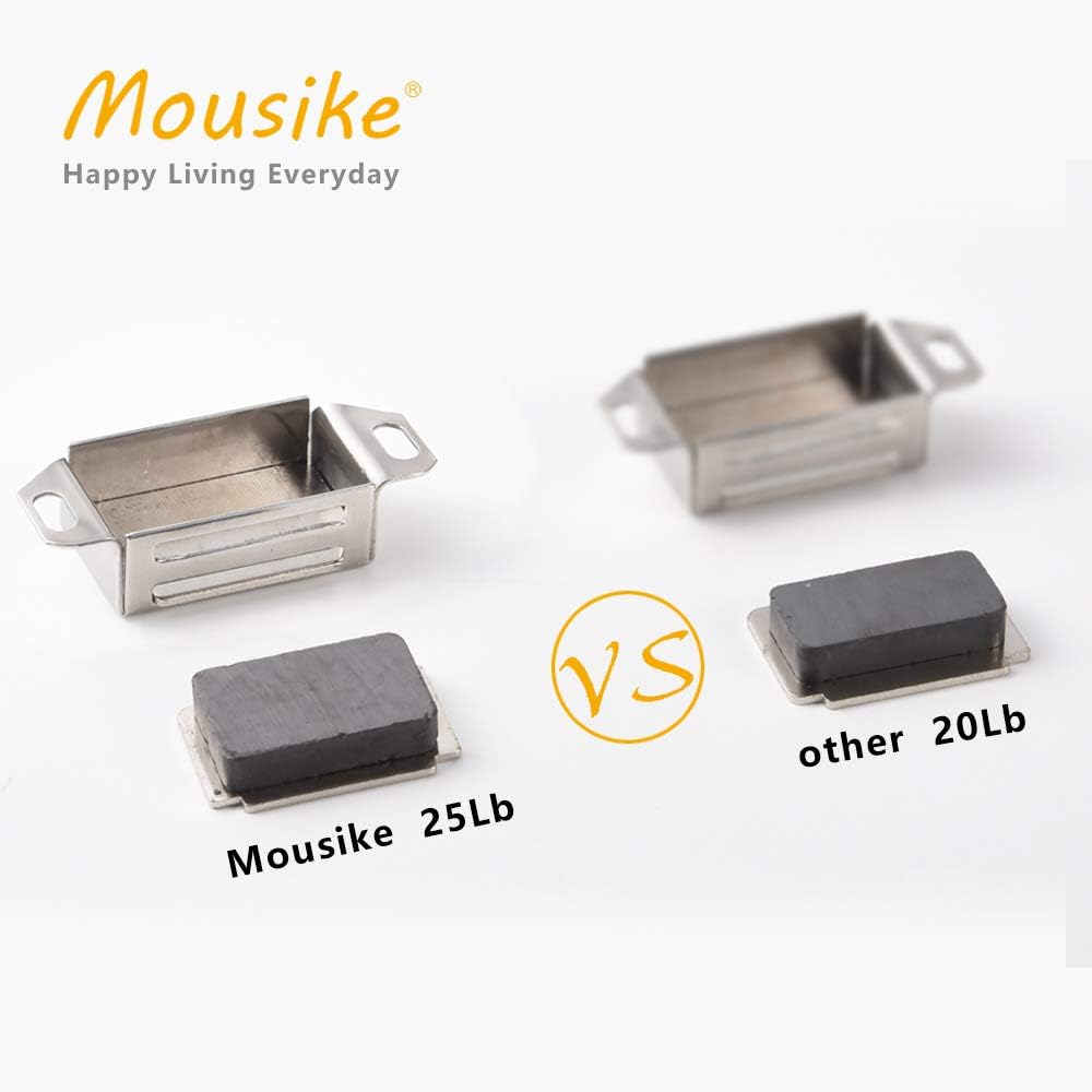 Mousike Cabinet Magnets 30lb Stainless Steel Magnetic Door Catch with Strong Magnetic for Kitchen Cupboard Wardrobe Closet Cabinet Door Drawer Latch(2.1"(Silver 20 Pack))