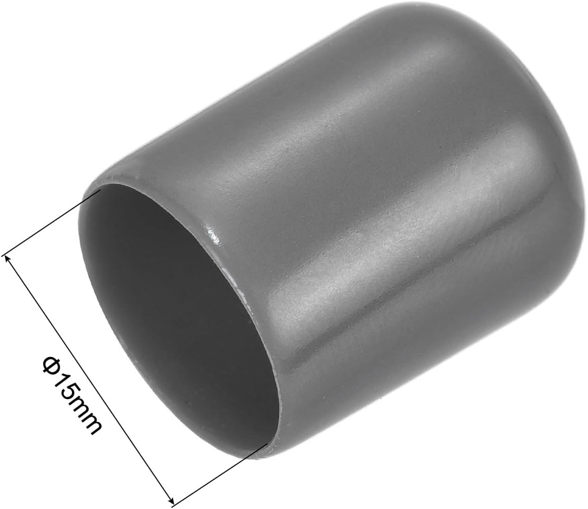 uxcell 20pcs Rubber End Caps 15mm ID Vinyl PVC Round Tube Bolt Cap Cover Screw Thread Protectors Dark Grey