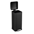 8 Gal/30L Slim Trash Can, Rectangular Step-On Stainless Steel Garbage Can, Soft-Close Lid, Anti-Fingerprint Surface, Recycling Bin with Removable Inner Basket, for Kitchen Dining Room, Black