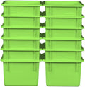 Wood Designs Cubby Storage Bin, Heavy Duty Plastic Containers for Kids Lime Green Cubby Tray Set of 12