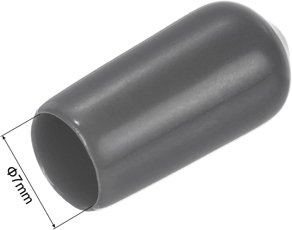 uxcell 20pcs Rubber End Caps 7mm(1/4") ID Vinyl PVC Round Tube Bolt Cap Cover Screw Thread Protectors Dark Grey