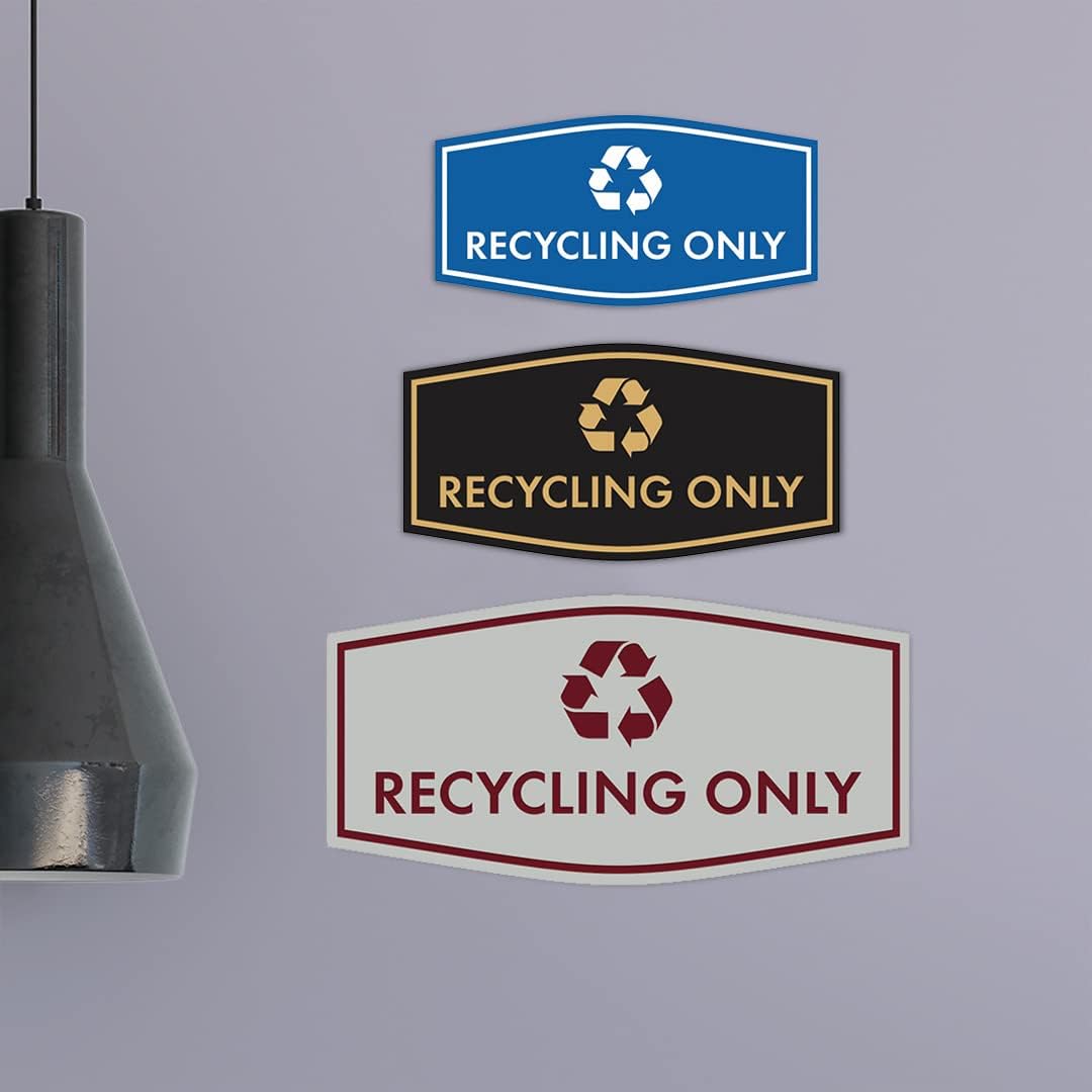 Fancy Recycling Only Sign (Ivory/Dark Brown) - Large