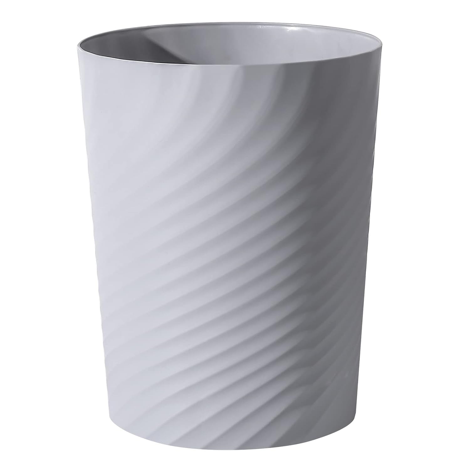 UUJOLY Plastic Small Trash Can Wastebasket, Garbage Container Basket for Bathrooms, Laundry Room, Kitchens, Offices, Kids Rooms, Dorms, (Grey, 1.8 Gallon)