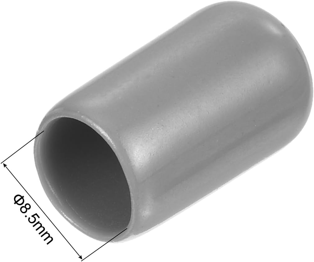 uxcell 20pcs Rubber End Caps Protective Caps 8.5mm ID Vinyl PVC Round Tube Bolt Cap Cover Screw Thread Protectors, Light Grey