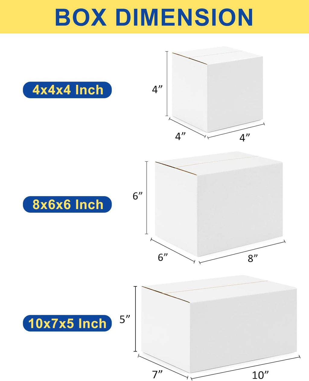 Assorted-Sizes-Shipping-Boxes-45-Pack: 4x4x4 & 8x6x6 & 10x7x5 Small-Shipping-Boxes-Mailers, White Corrugated-Cardboard-Boxes-for-Packing-Small-Business Mailing