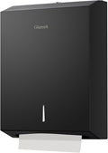 Paper Towels Dispenser Wall Mounted with Key Lock, Multifold C Fold Trifold Hand Towel Dispenser, Stainless Steel Tissue Holder Large Capacity Elegant for Bathroom Commercial, Black