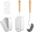 Bamboo Toilet Brush Set, 2 Pack with Ergonomic Design, Compact Size, Durable Bristles, Wooden Holder for Bathroom Cleaning
