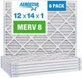 Aerostar 12x14x1 MERV 8 Pleated Air Filter, AC Furnace Air Filter, 6 Pack (Actual Size: 12" x 14" x 1")