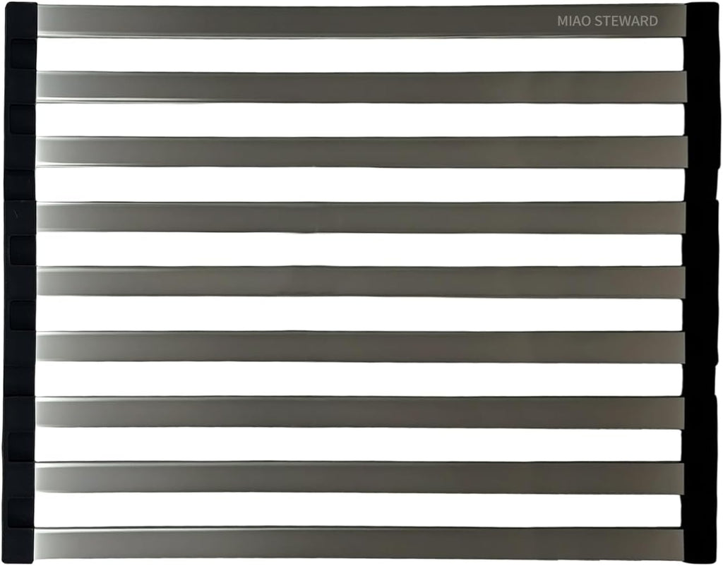 Foldable Dish Drying Rack, Over The Sink Dish Drying Rack ，Dish Drying mat，Dish Drying mats for Kitchen Counter，Stainless Steel Multifunctional mat (19.69×12.8in)