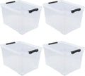 4-Pack 50 L Clear Plastic Storage Bin, Large Clear Latch Box with Wheels