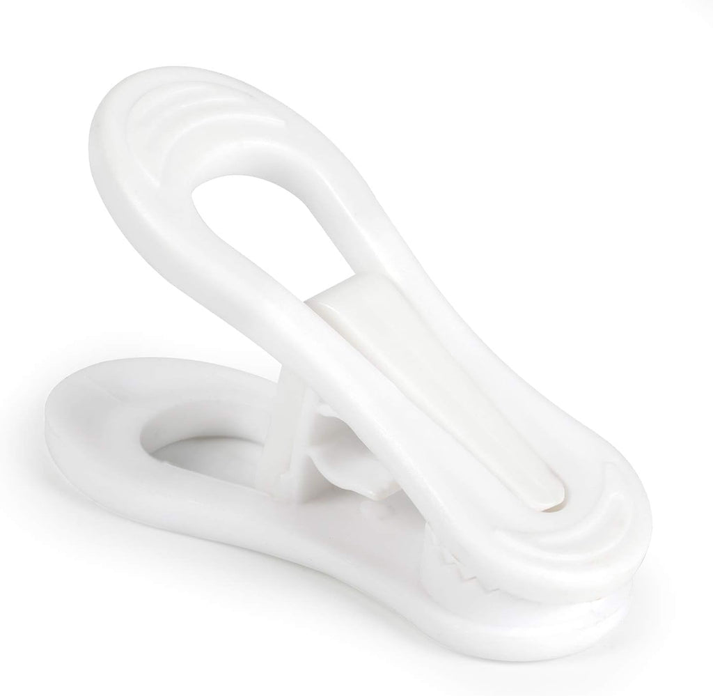 Tinfol White Plastic Hanger Clips, 50 Pack Hanger Clips- Strong Pinch Grip Finger Clips for Plastic Clothes Hangers, Multi-Purpose Hangers Clips