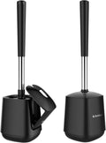SetSail Toilet Brush and Holder, Self Closing Lid Toilet Bowl Brushes Holder and Extra Long Handle Ventilated Toilet Brush Set for Bathroom Cleaning, Nylon Bristles, 2 Packs-Black