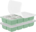 2 Pack Silicone 2 Inch Large Ice Cube Molds for Cocktails Wine Fruit and Bourbon Whiskey Easy Release Ice Cube Tray with Lid Ideal for Cold Drinks and Entertaining Gatherings (Mint Green)