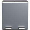 AthLike 60L(16 Gal ) Dual Trash Can, Stainless Steel Kitchen Garbage Can, Double Compartment Classified Rubbish Bin, Recycle Dustbin w/Plastic Inner Buckets, Handle, Soft-Close Lid, Airtight, Grey