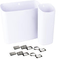 JS Jackson Supplies White Lint Bin with Magnetic Back (Set of 2), Large and Small Space Saving Trash Bins and Organizers for Laundry Room and Kitchen, Wall Mountable