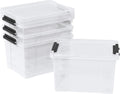 Zopnny 24 Quart Clear Plastic Storage Bin with Lid, Stackable Organizer Latch Box Tote for Home, Garage, School, and Office, 4-Pack