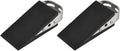 JQK Heavy Duty Door Stopper Rubber Wedge, 304 Stainless Steel Security Door Stops Works On All Floor Types, Brushed(2 Pack), DSB6-BN-P2