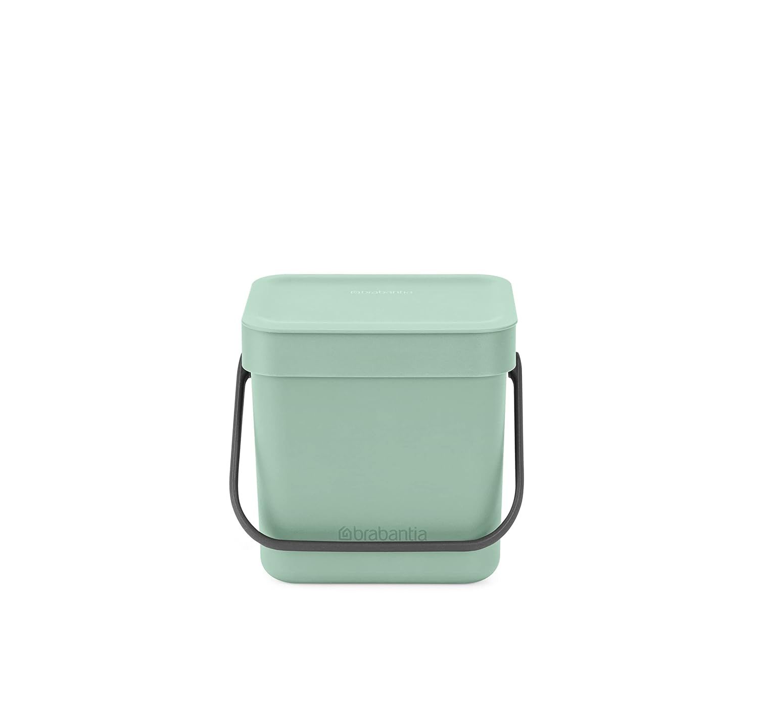 Brabantia Sort & Go Food Trash Can (0.8 Gal/Jade Green) Small Countertop Kitchen Compost Caddy with Handle & Removable Lid, Easy Clean