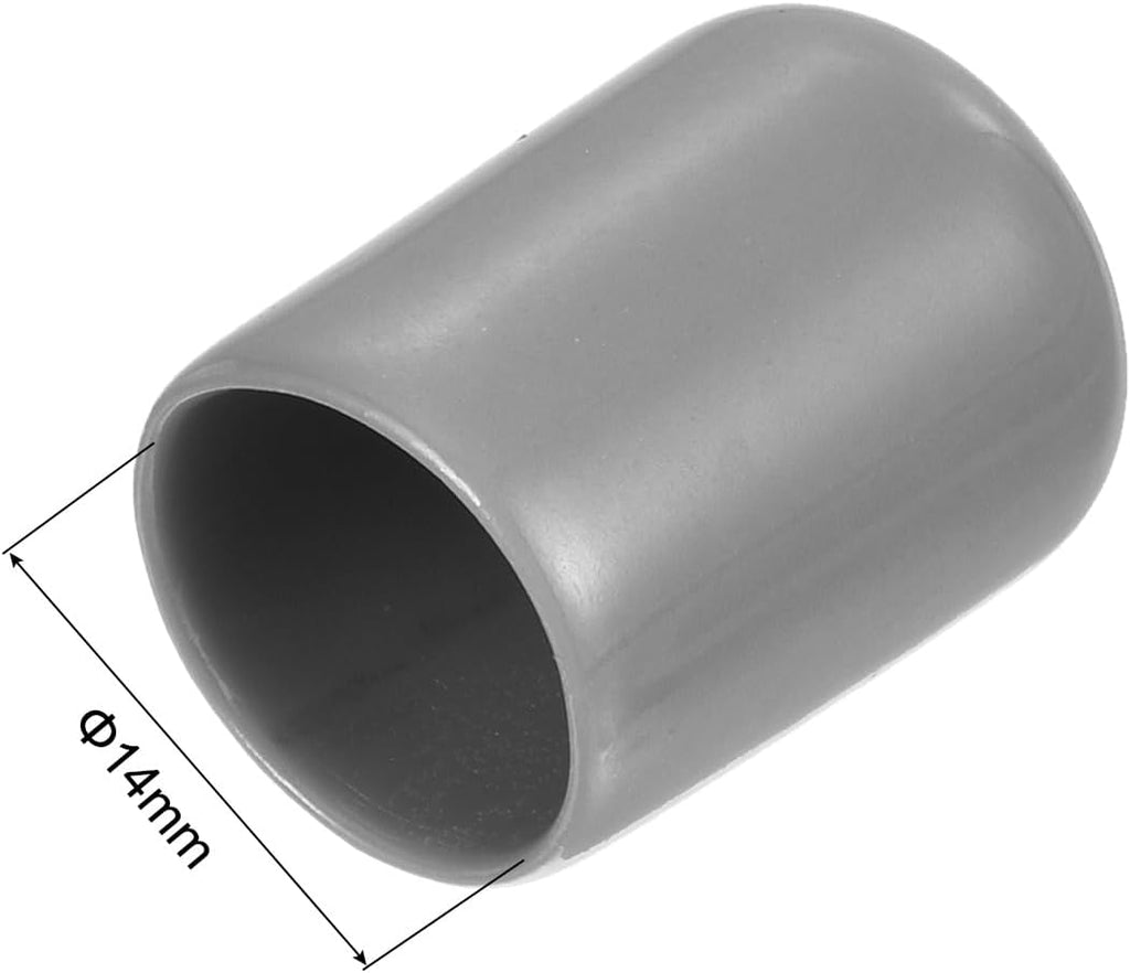 uxcell 20pcs Rubber End Caps Protective Caps 14mm ID Vinyl PVC Round Tube Bolt Cap Cover Screw Thread Protectors, Light Grey