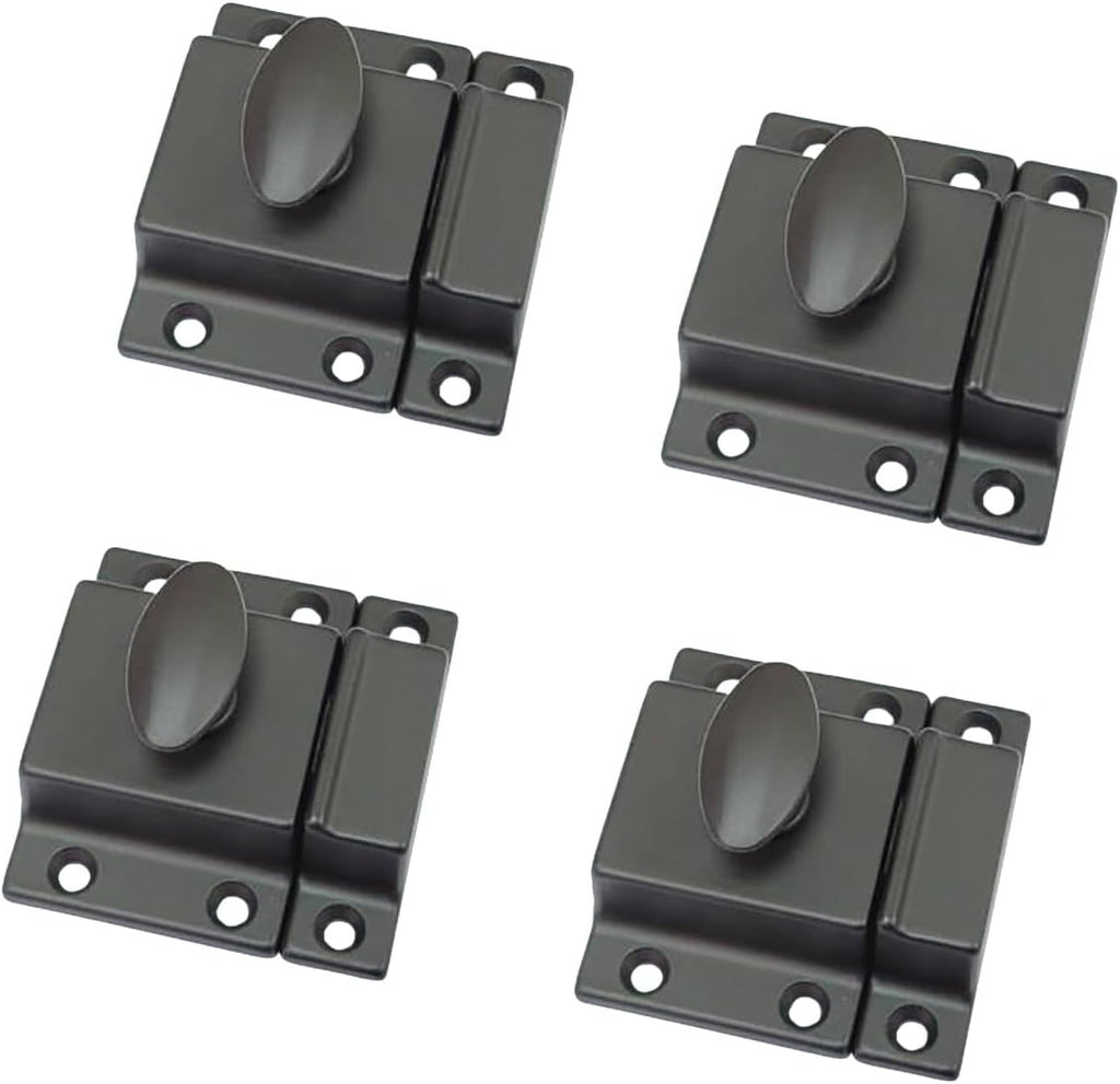 QCAA Traditional Large Oval Turn Cabinet Latch, Solid Brass, 2", for Cupboard & Other Furniture, ORB Oil Rubbed Bronze US10B, 4 Pack, Made in Taiwan